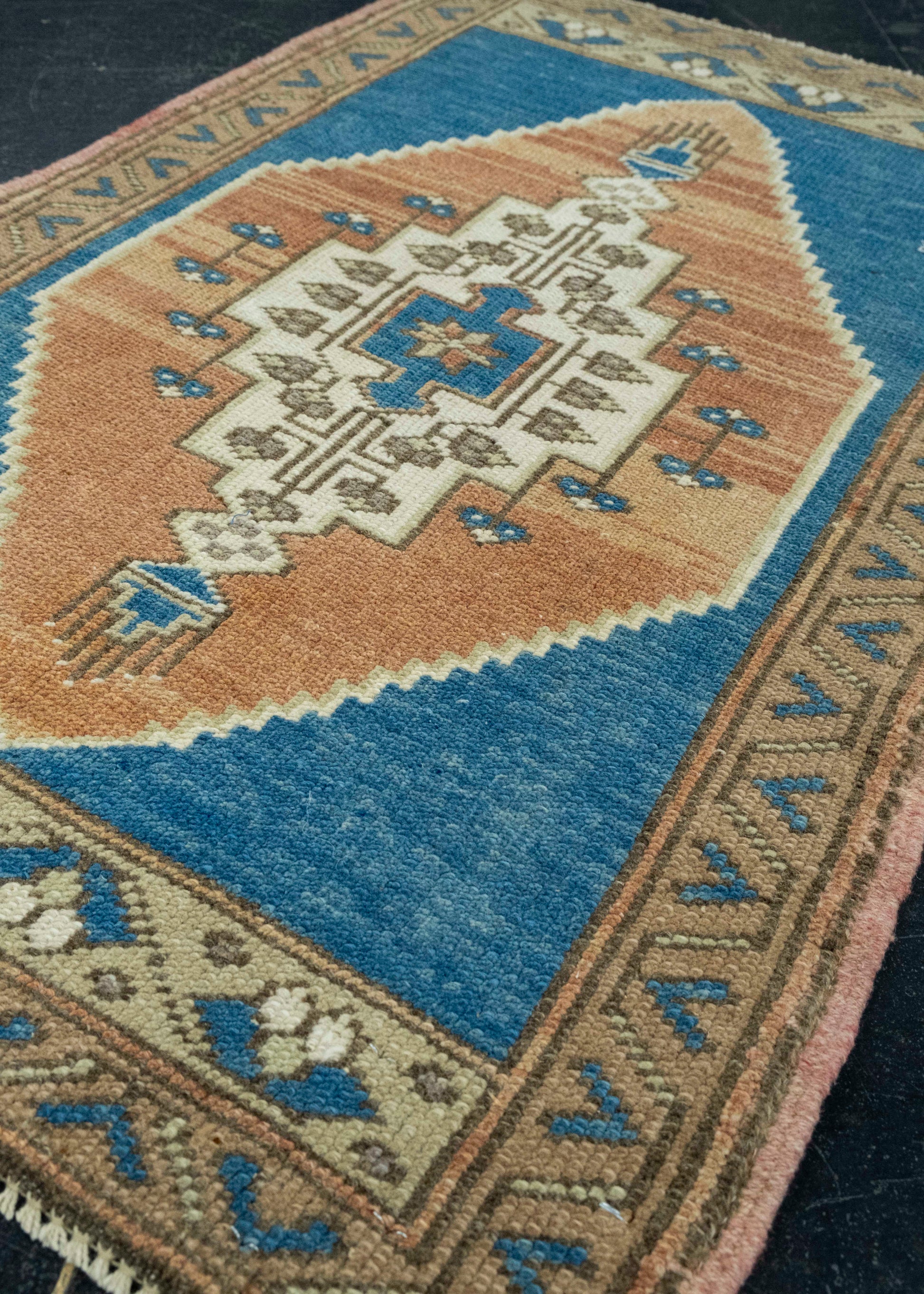 Turkish Mini Rug Oriental Hand Knotted Vintage Rug 1'10" x 2'10" #16205