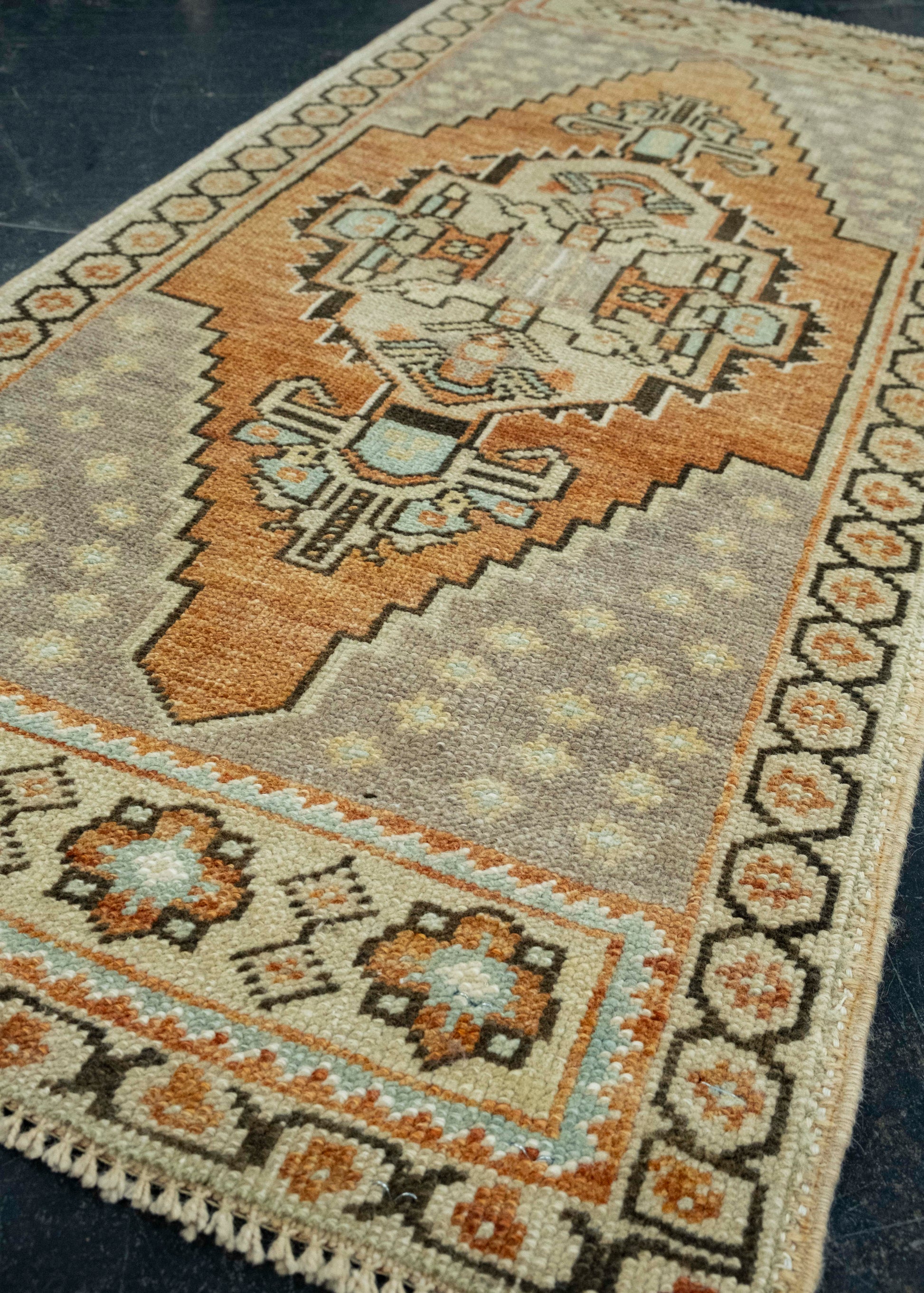 Turkish Mini Rug Oriental Hand Knotted Vintage Rug 1'8" x 3'5" #16209