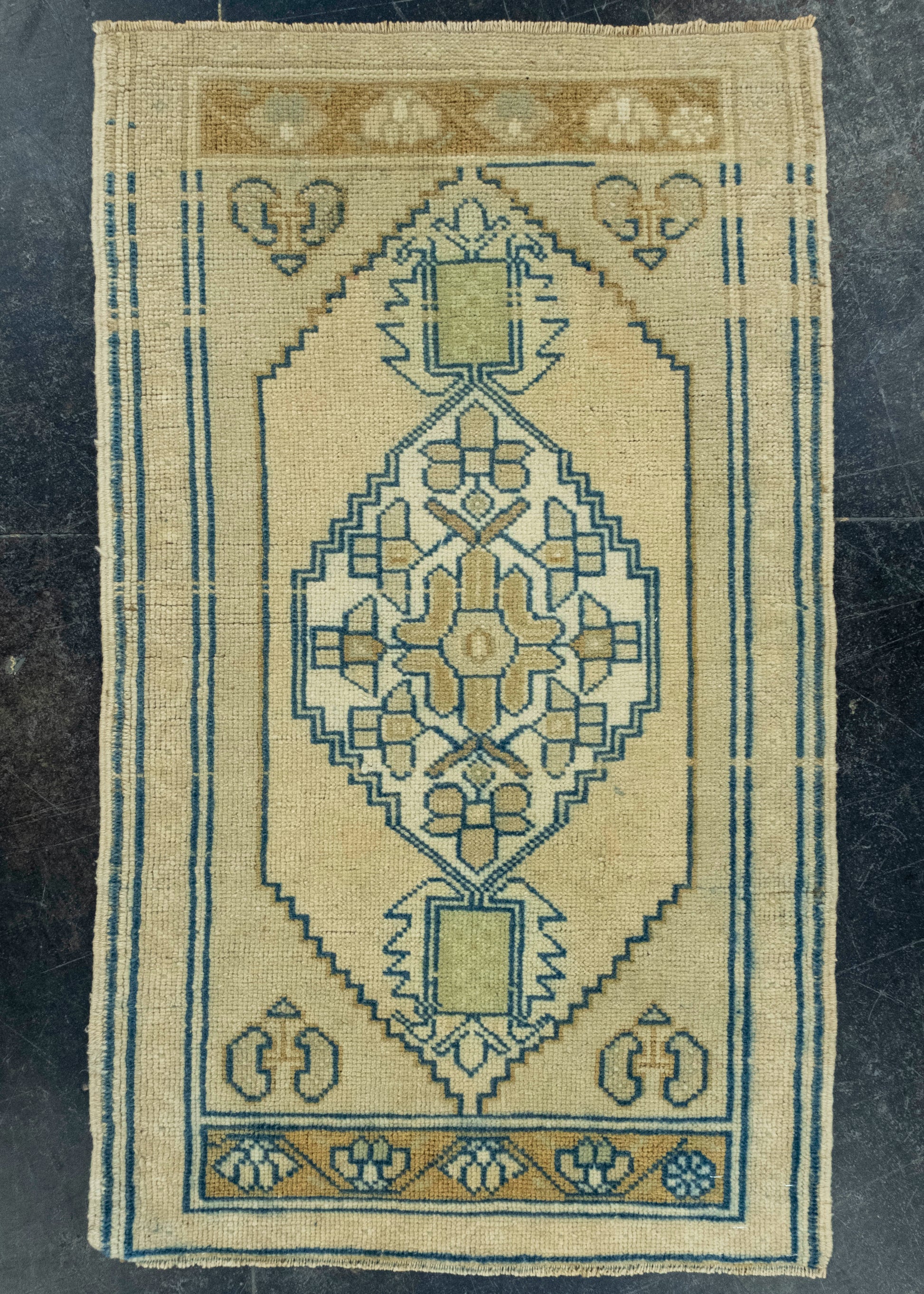Turkish Mini Rug Oriental Hand Knotted Vintage Rug 1'11" x 3'3" #16686