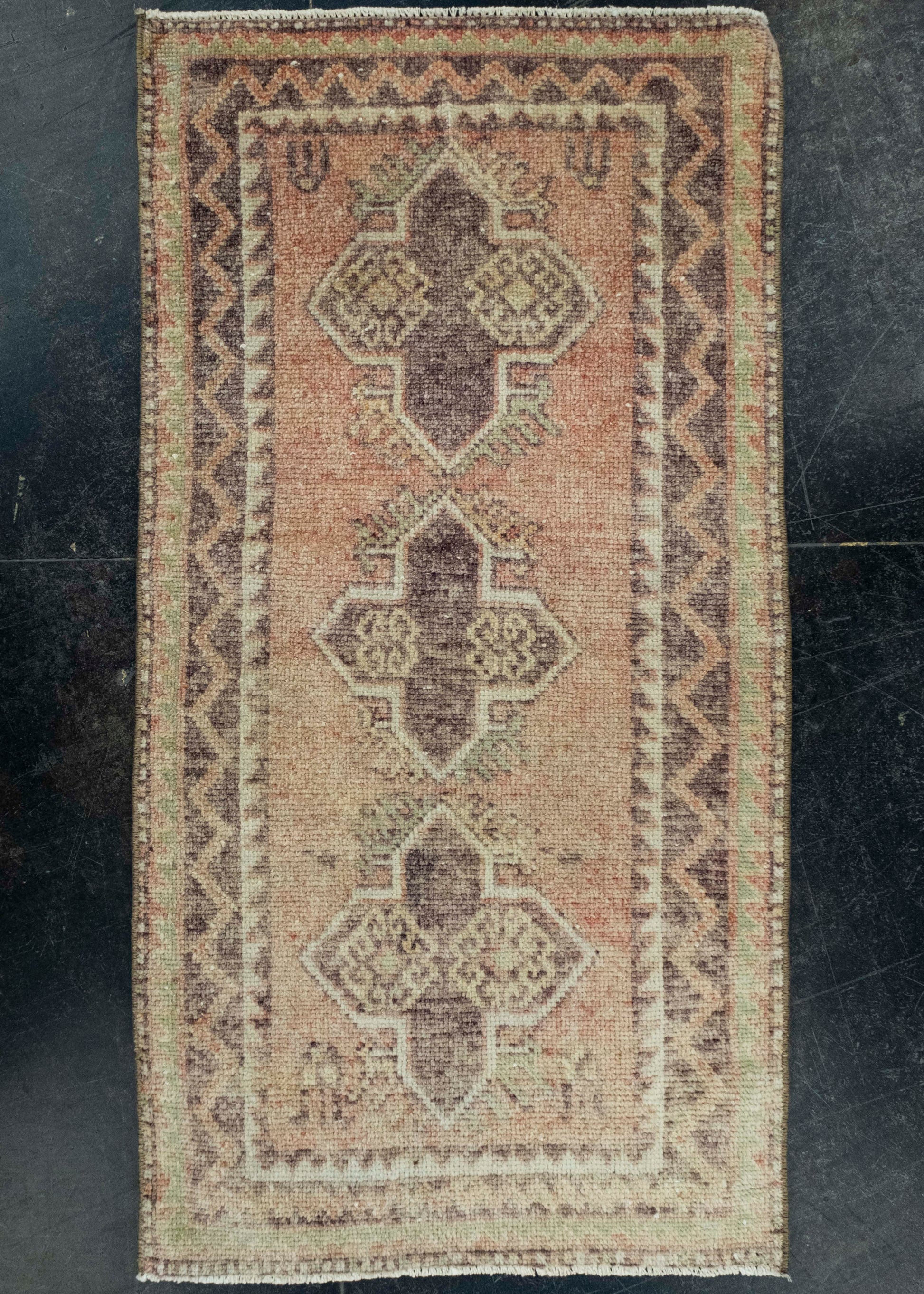 Turkish Mini Rug Oriental Hand Knotted Vintage Rug 1'10" x 3'6" #11654