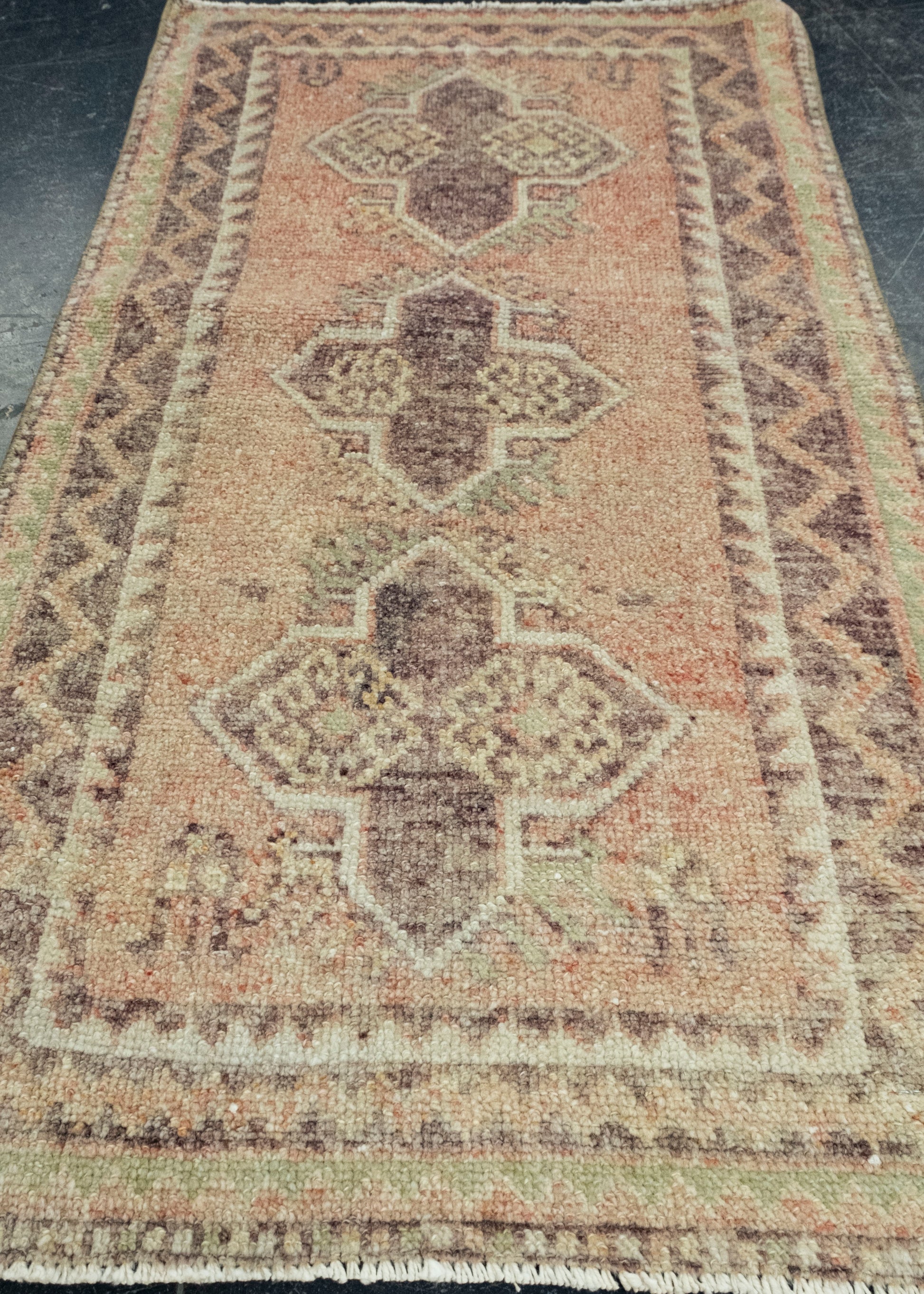 Turkish Mini Rug Oriental Hand Knotted Vintage Rug 1'10" x 3'6" #11654