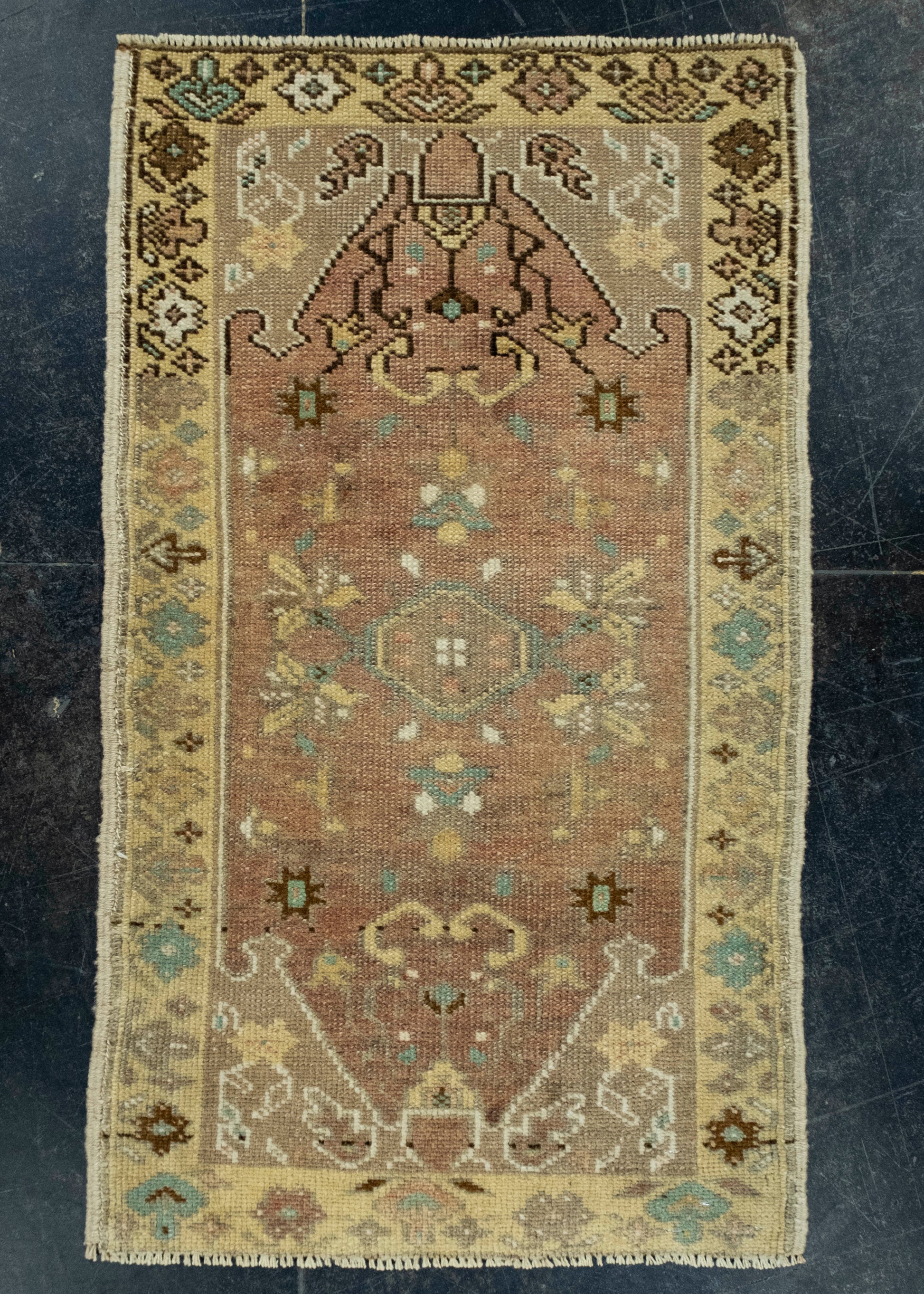 Turkish Mini Rug Oriental Hand Knotted Vintage Rug 1'8" x 2'10" #16660