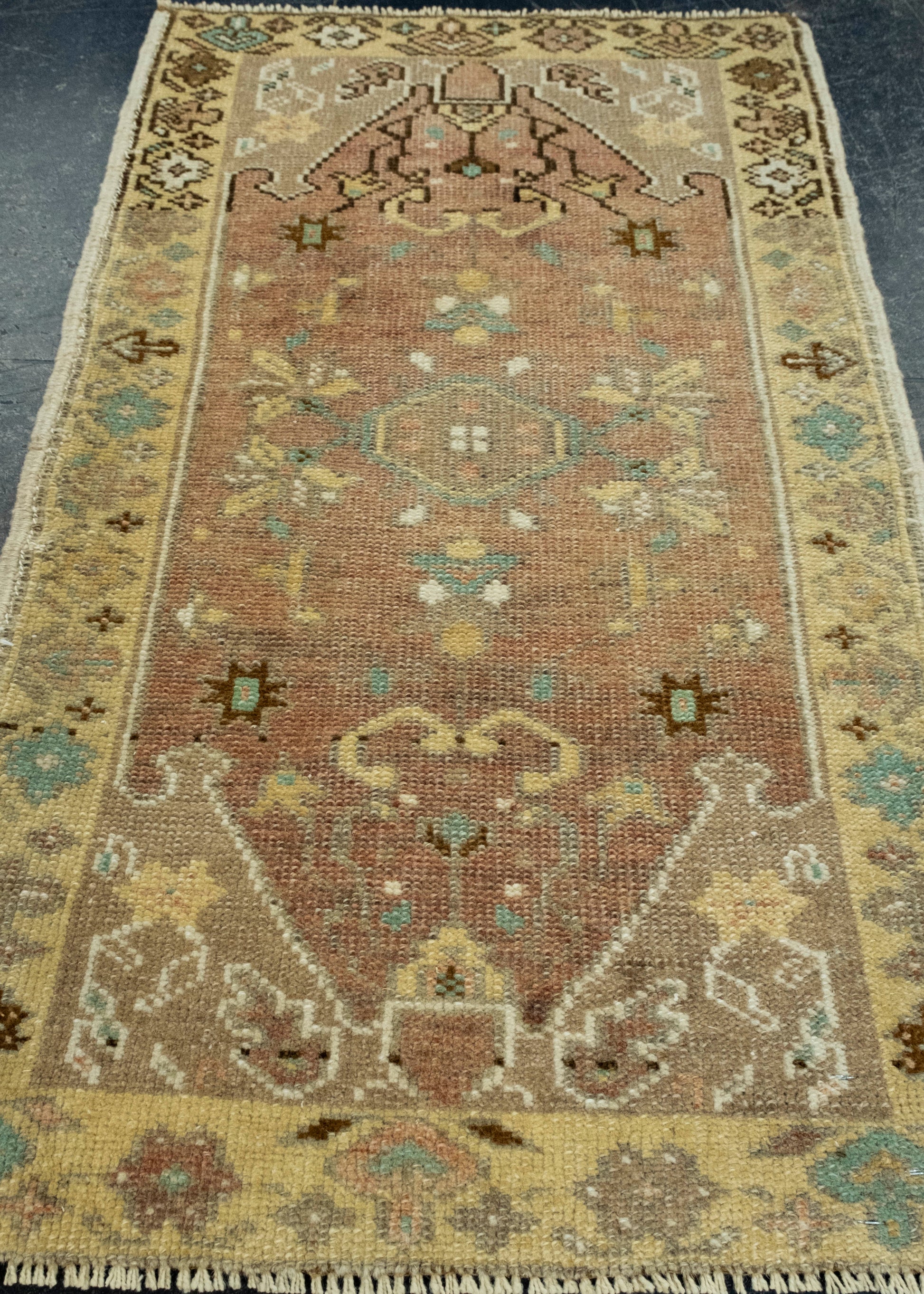 Turkish Mini Rug Oriental Hand Knotted Vintage Rug 1'8" x 2'10" #16660