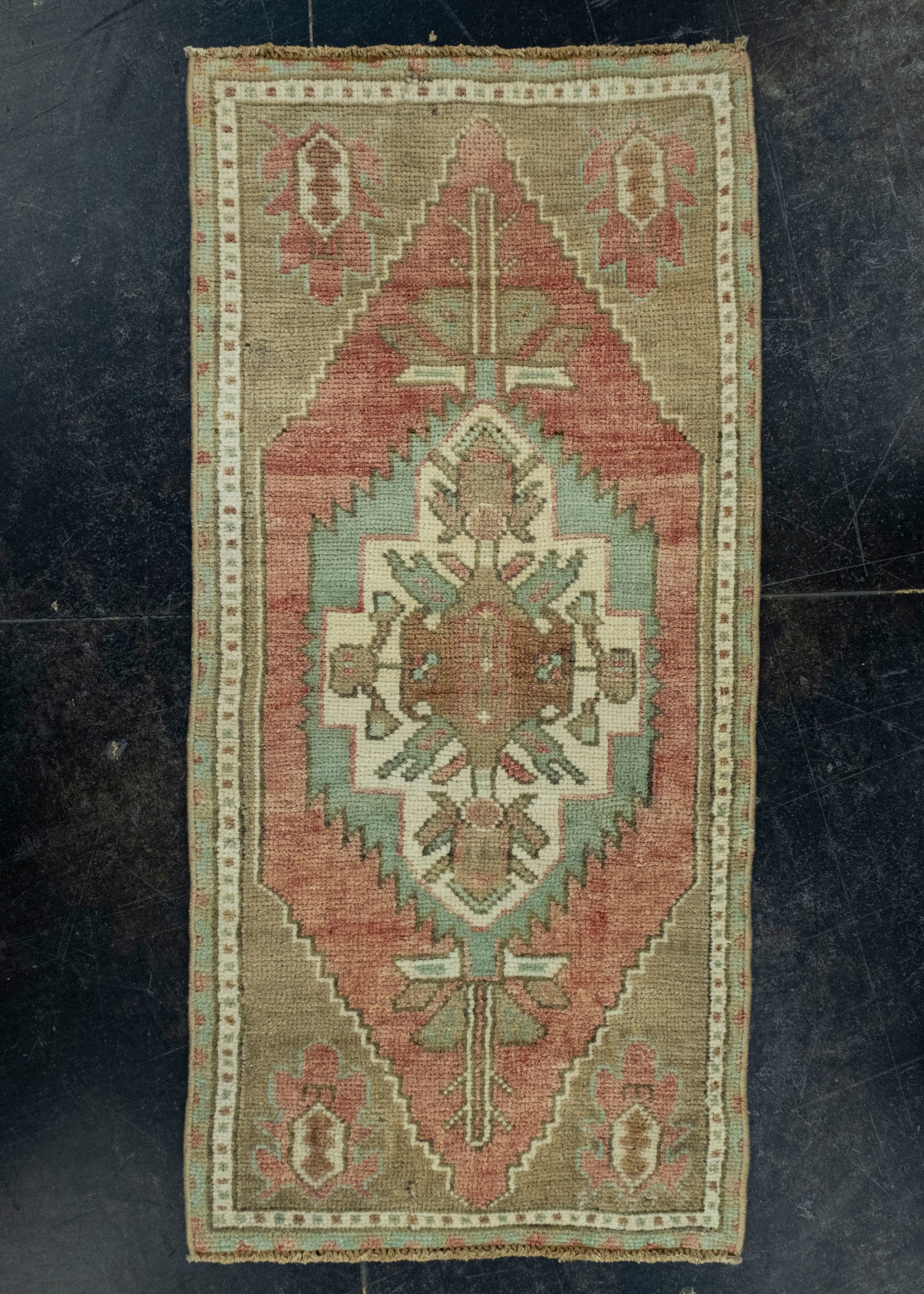 Turkish Mini Rug Oriental Hand Knotted Vintage Rug 1'5" x 3'1" #16684