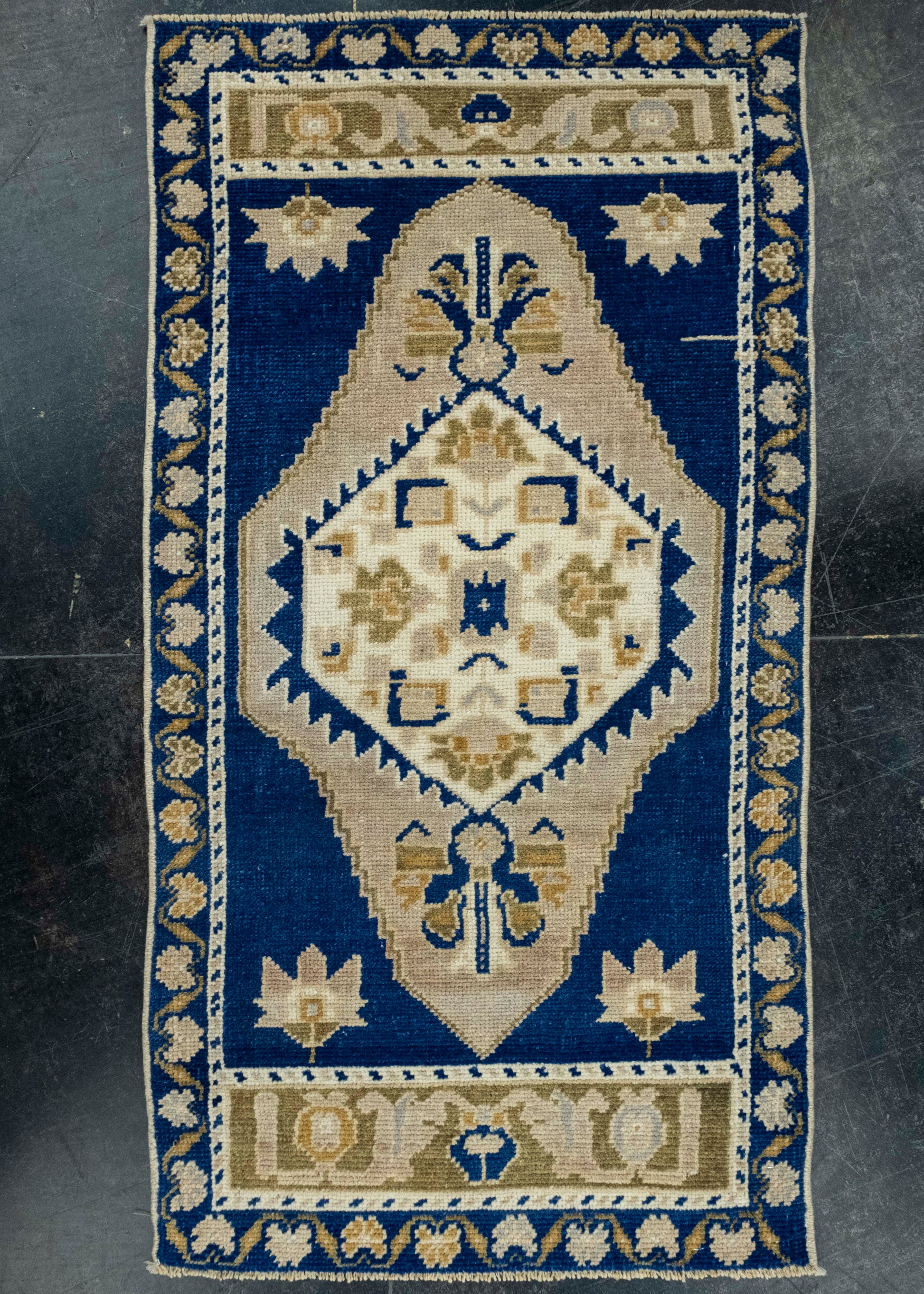 Turkish Mini Rug Oriental Hand Knotted Vintage Rug 1'11" x 3'8" #16643