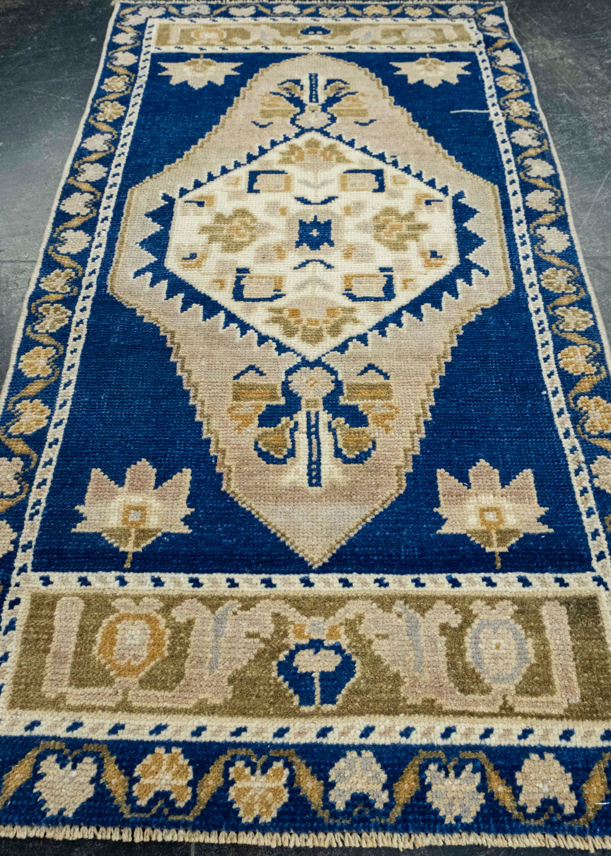 Turkish Mini Rug Oriental Hand Knotted Vintage Rug 1'11" x 3'8" #16643