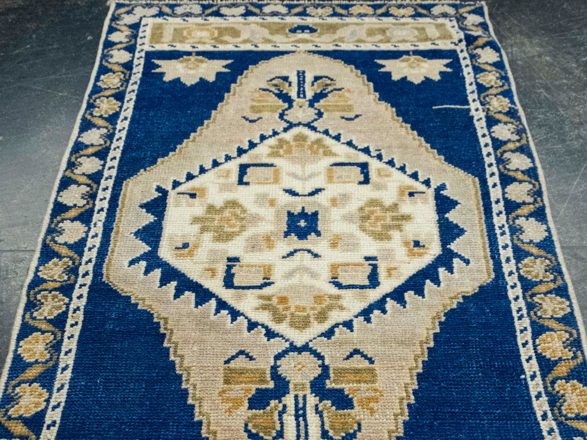 Turkish Mini Rug Oriental Hand Knotted Vintage Rug 1'11" x 3'8" #16643