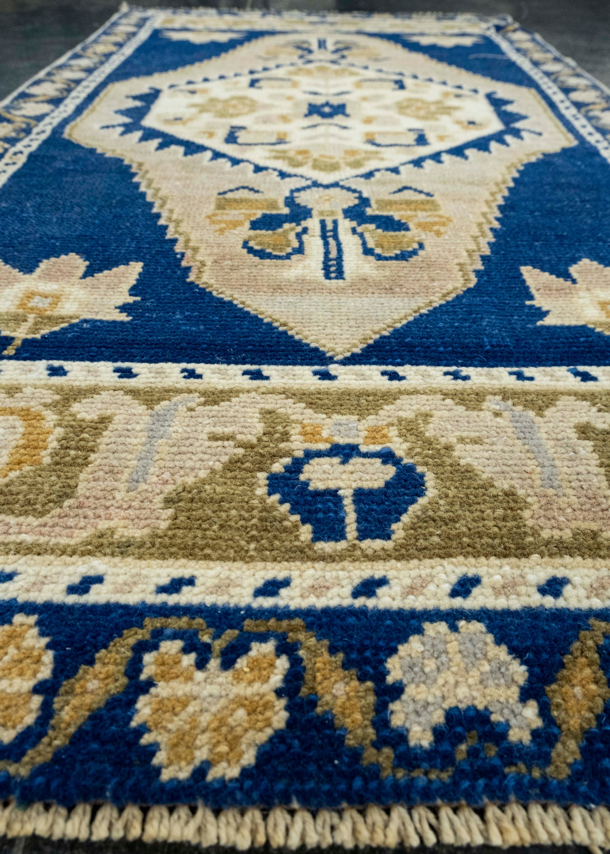 Turkish Mini Rug Oriental Hand Knotted Vintage Rug 1'11" x 3'8" #16643