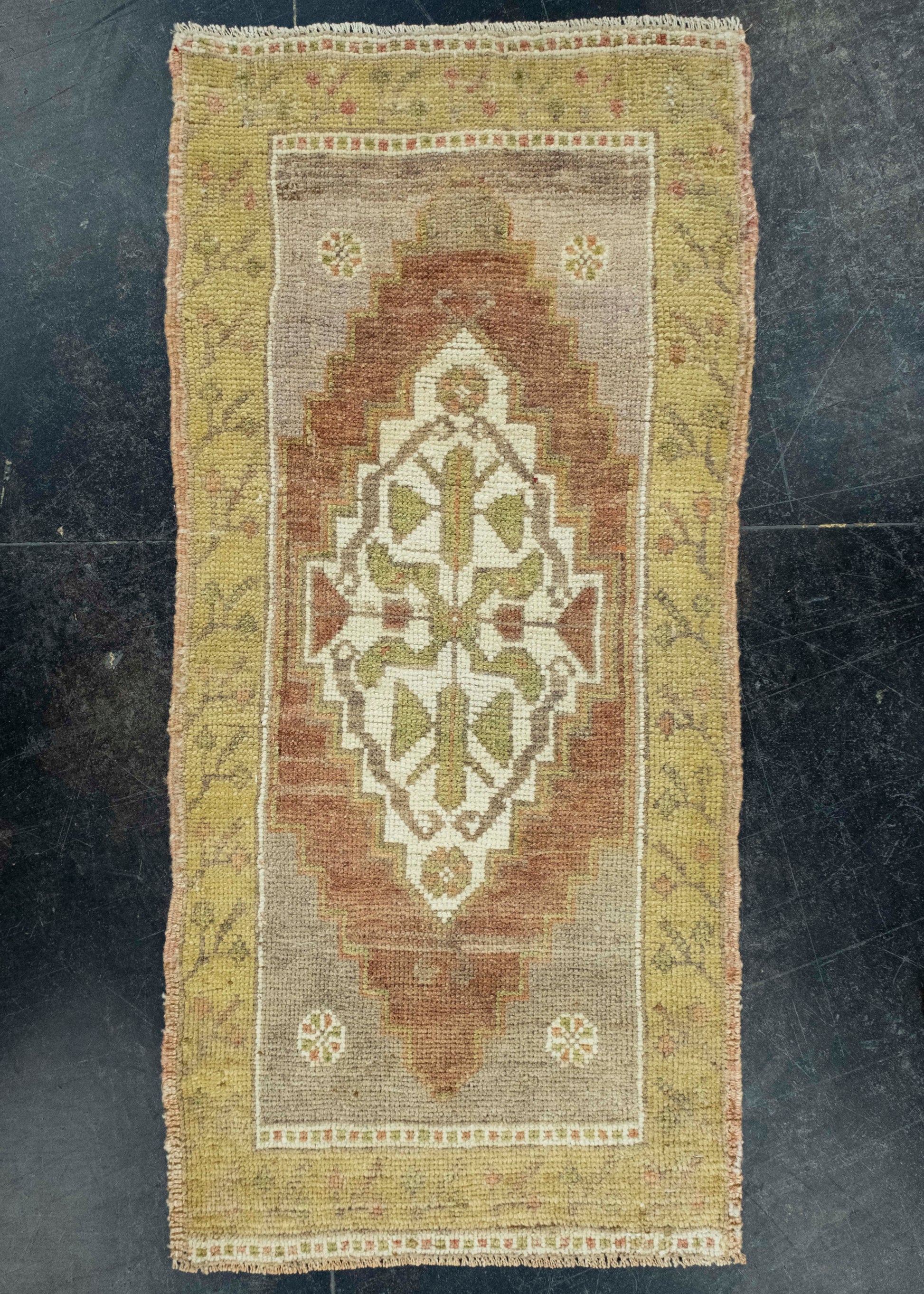 Turkish Mini Rug Oriental Hand Knotted Vintage Rug 1'7" x 3'6" #16618