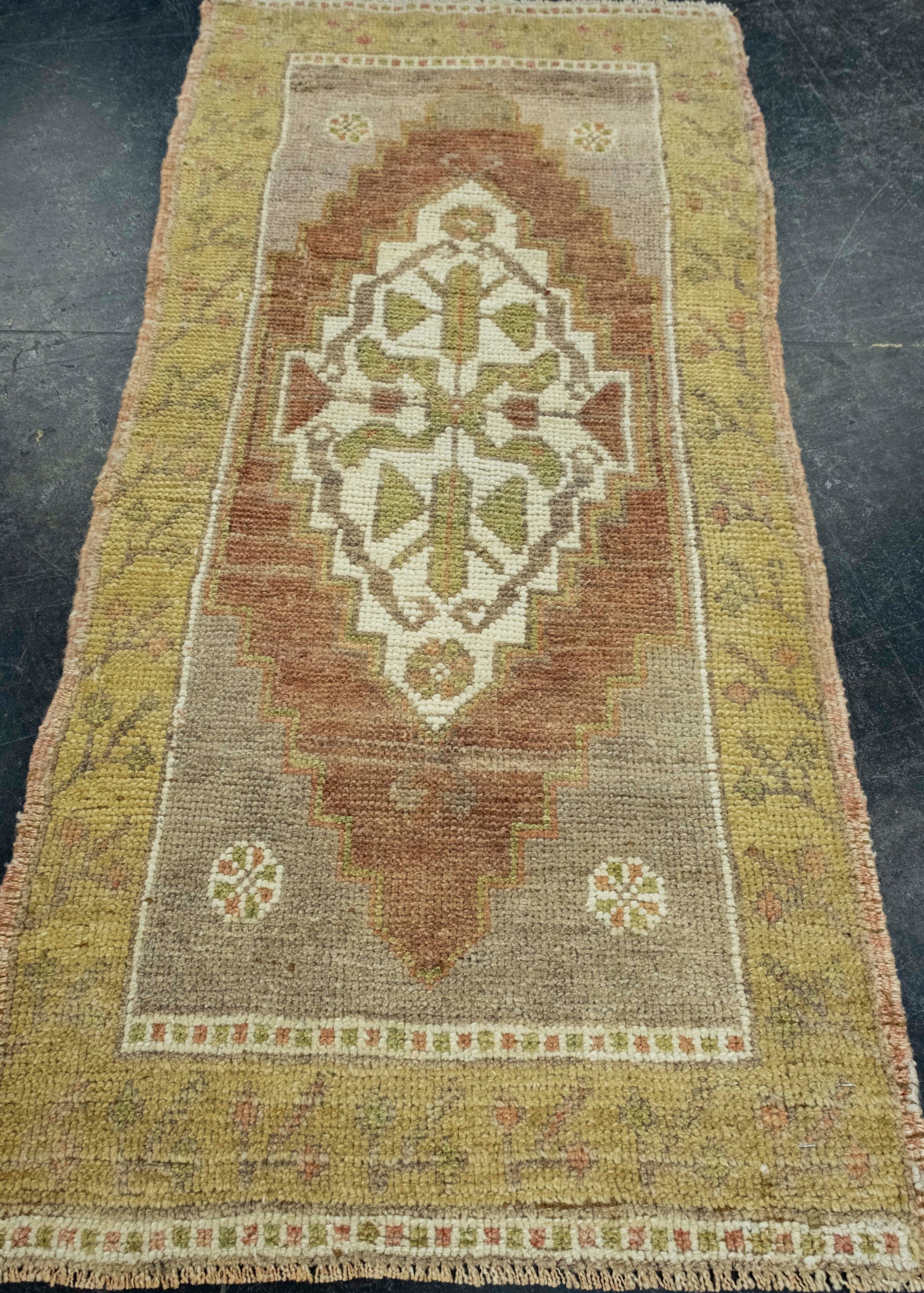Turkish Mini Rug Oriental Hand Knotted Vintage Rug 1'7" x 3'6" #16618