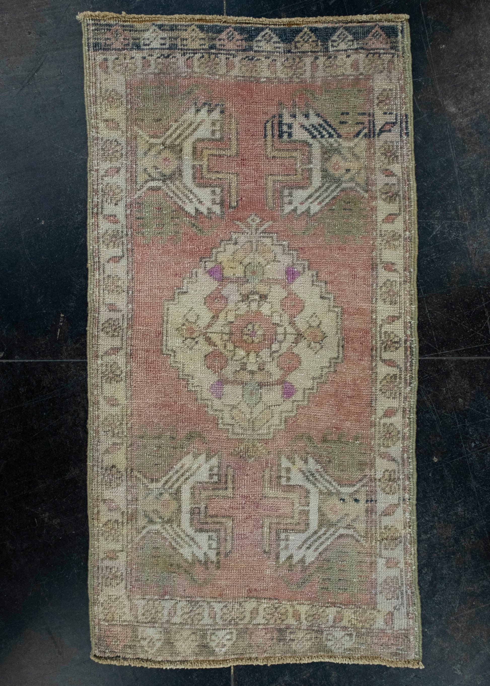Turkish Mini Rug Oriental Hand Knotted Vintage Rug 1'8" x 3'3" #16616