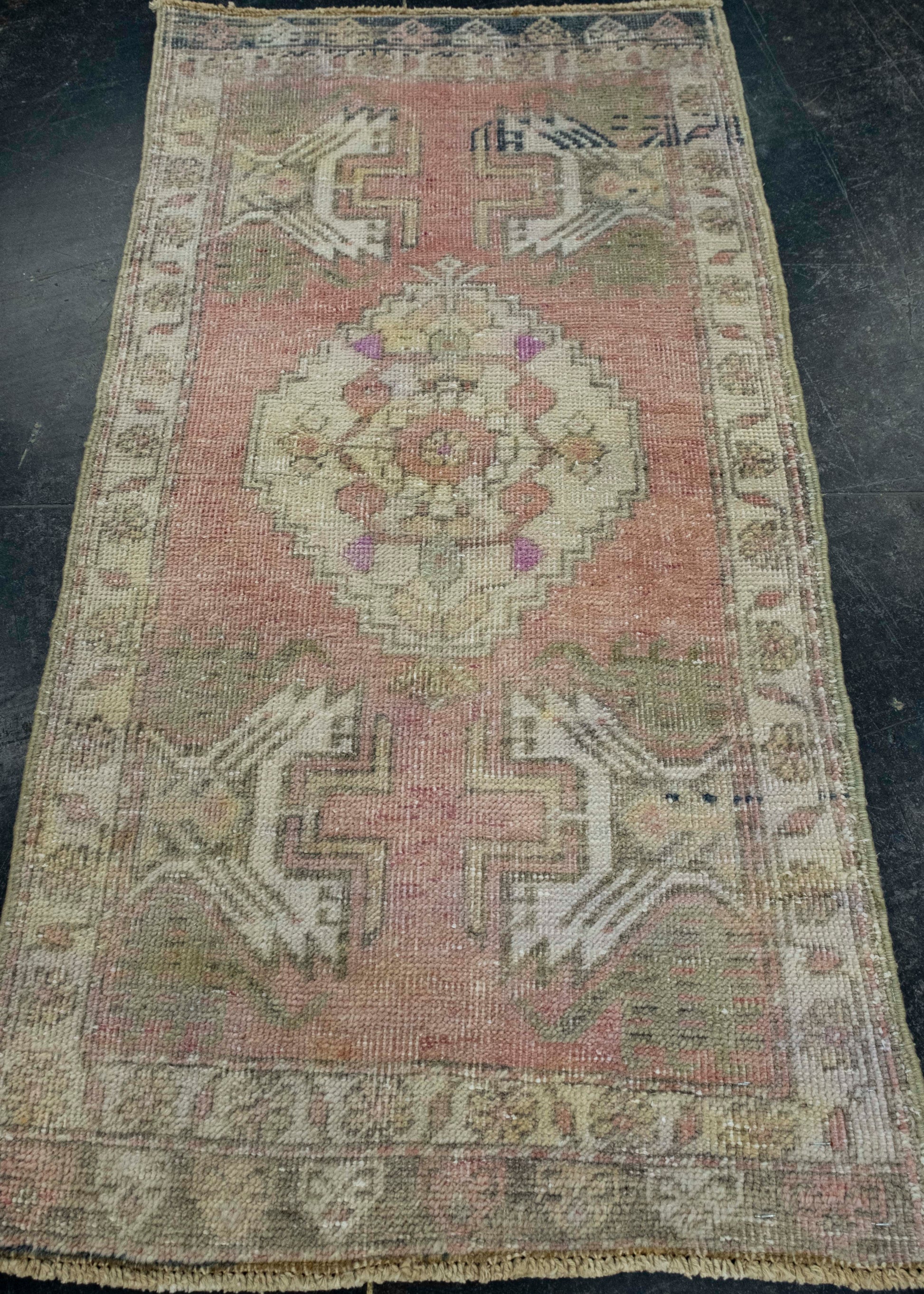 Turkish Mini Rug Oriental Hand Knotted Vintage Rug 1'8" x 3'3" #16616