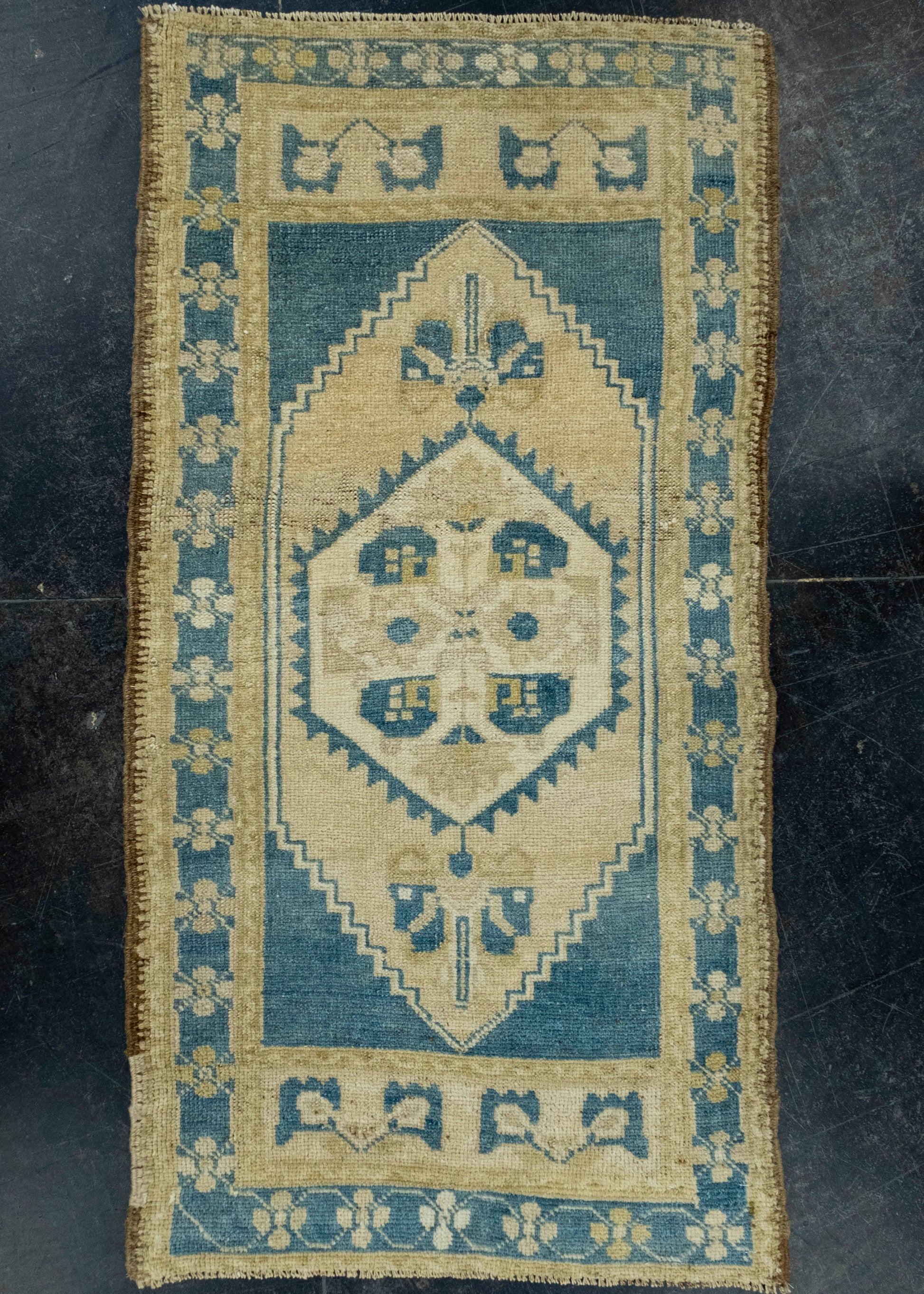 Turkish Mini Rug Oriental Hand Knotted Vintage Rug 1'10" x 3'7" #16427