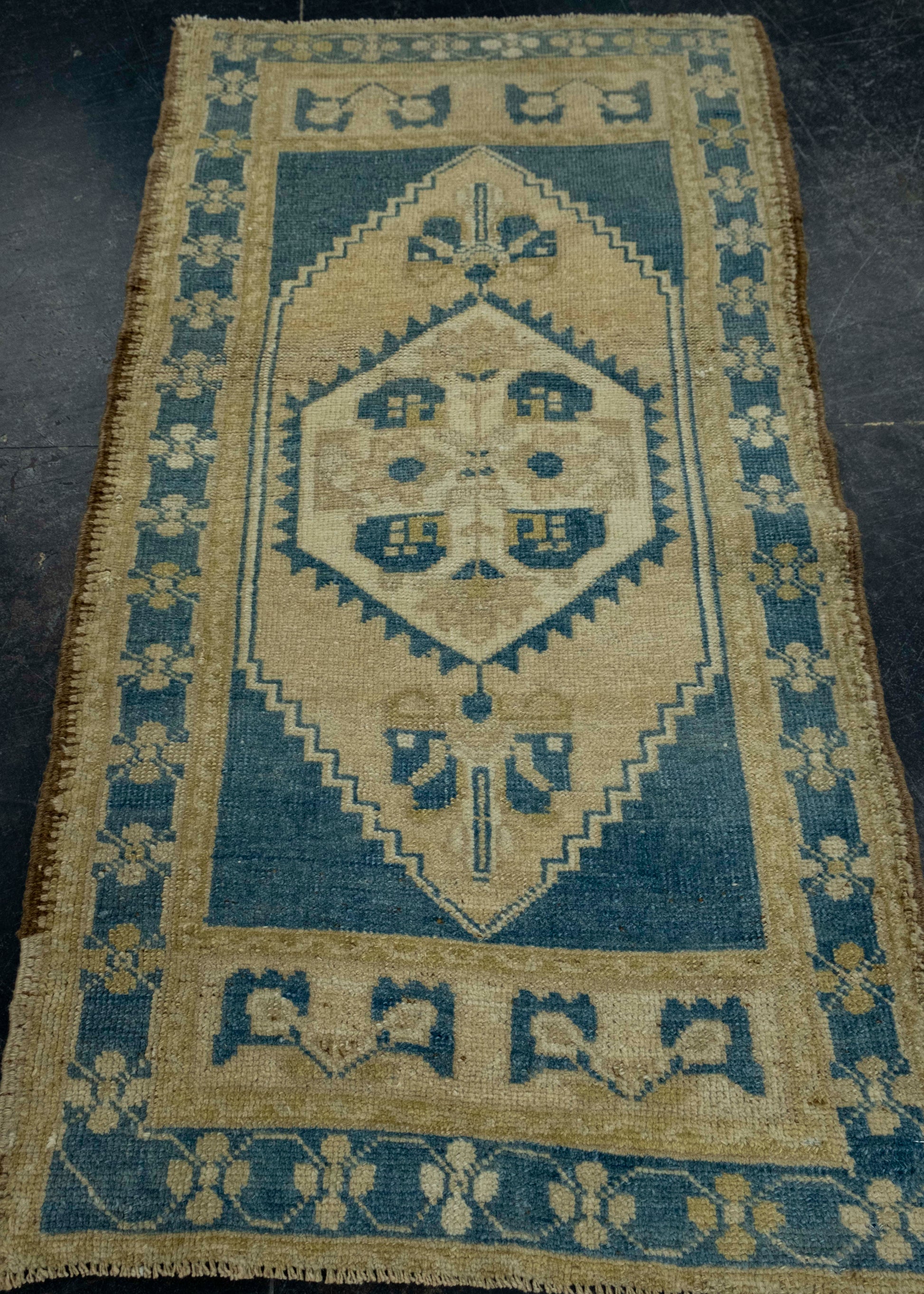 Turkish Mini Rug Oriental Hand Knotted Vintage Rug 1'10" x 3'7" #16427