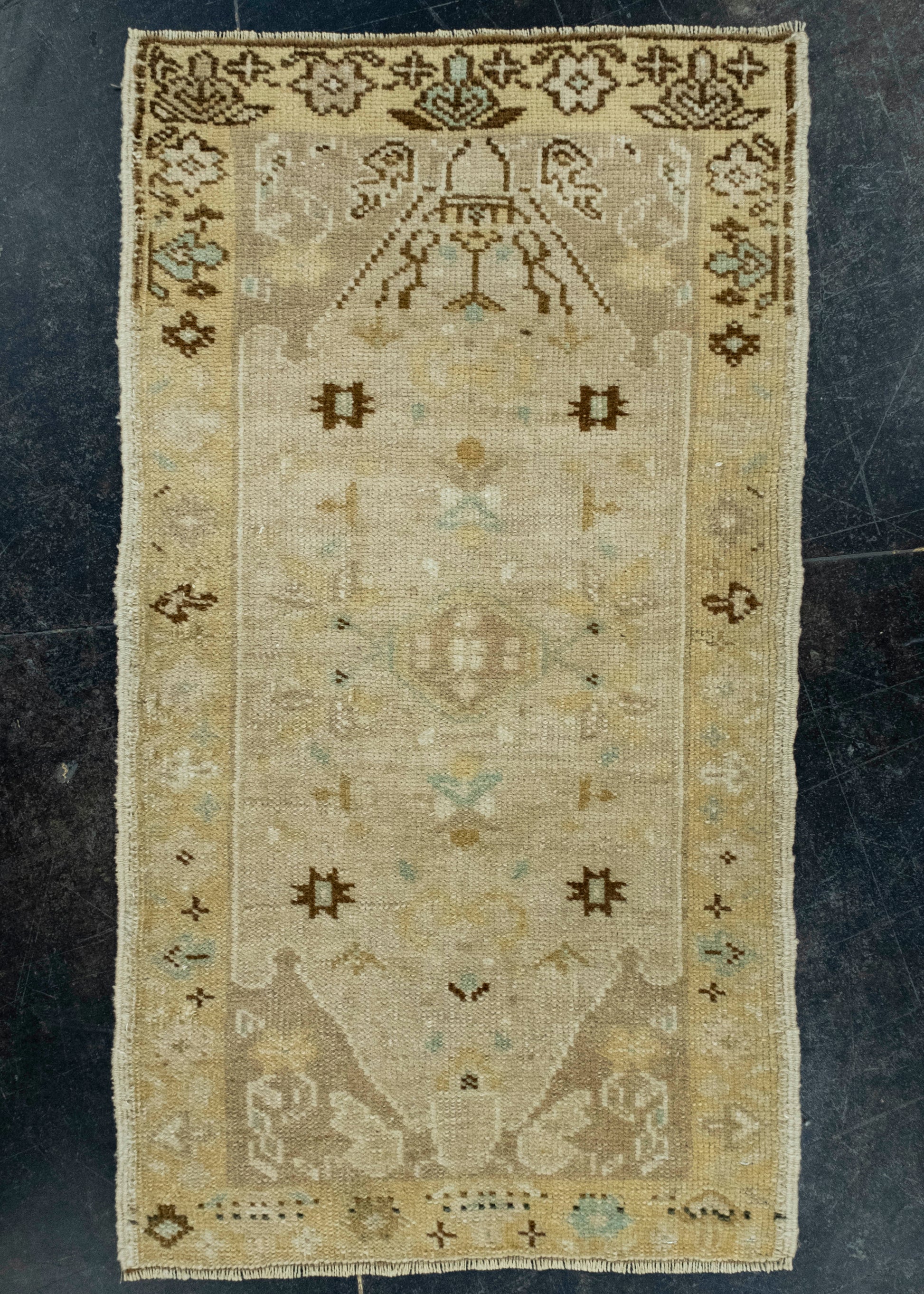 Turkish Mini Rug Oriental Hand Knotted Vintage Rug 1'7" x 2'10" #16461