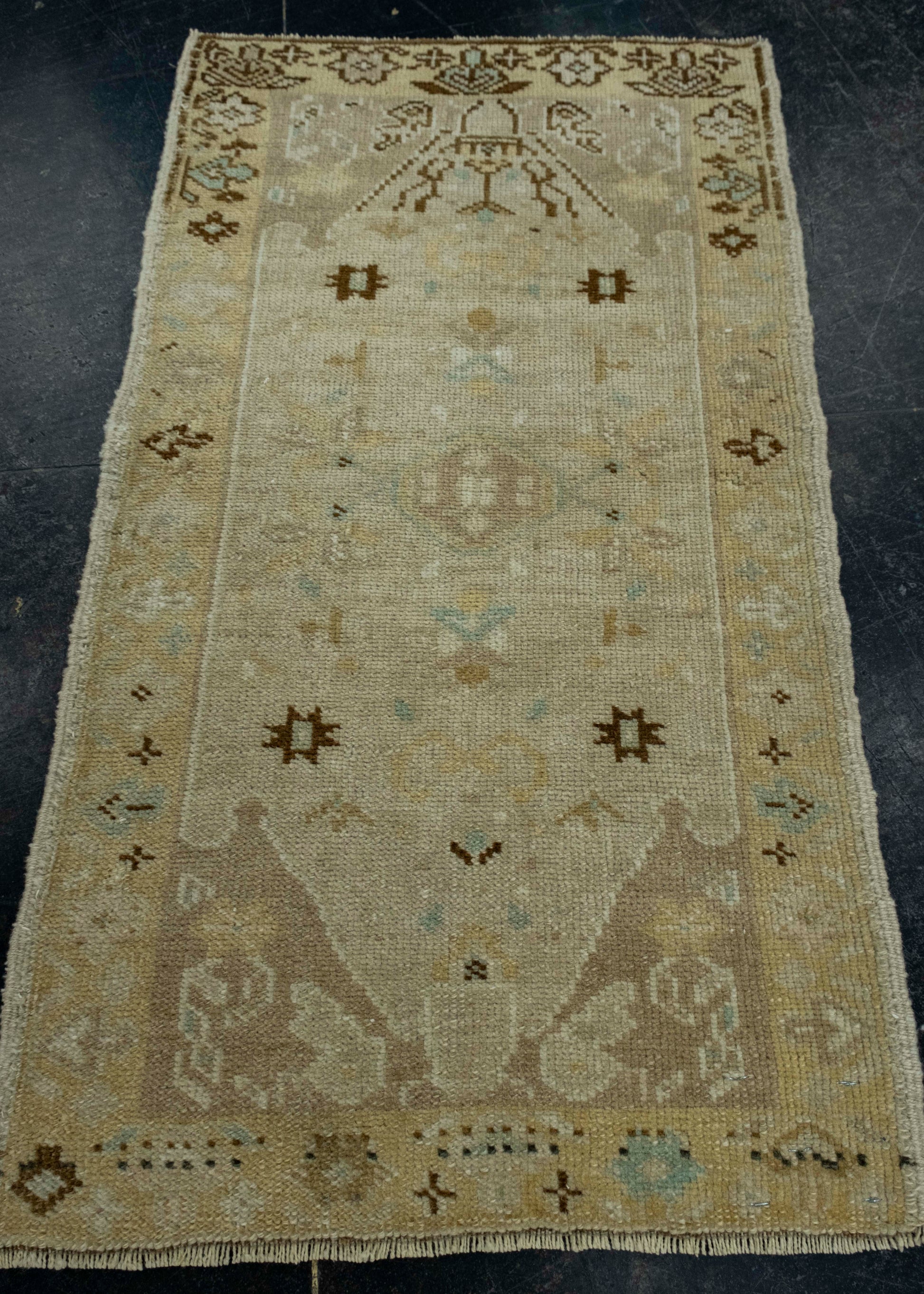Turkish Mini Rug Oriental Hand Knotted Vintage Rug 1'7" x 2'10" #16461