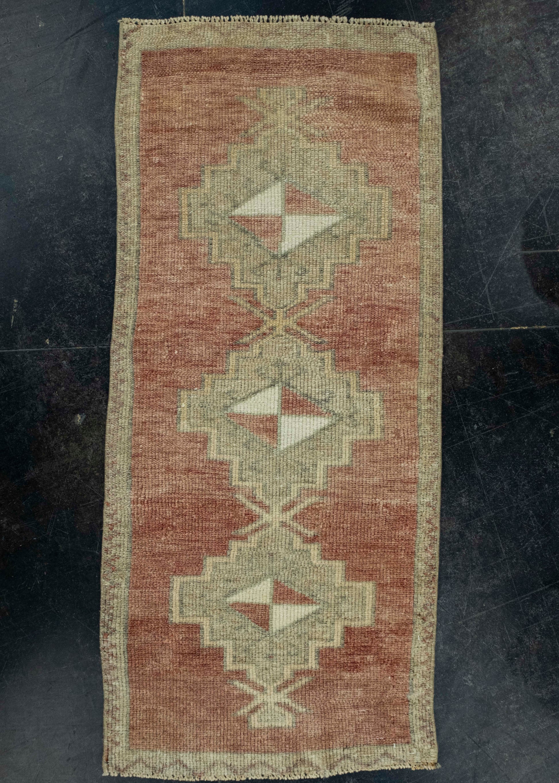 Turkish Mini Rug Oriental Hand Knotted Vintage Rug 1'6" x 3'6" #16507