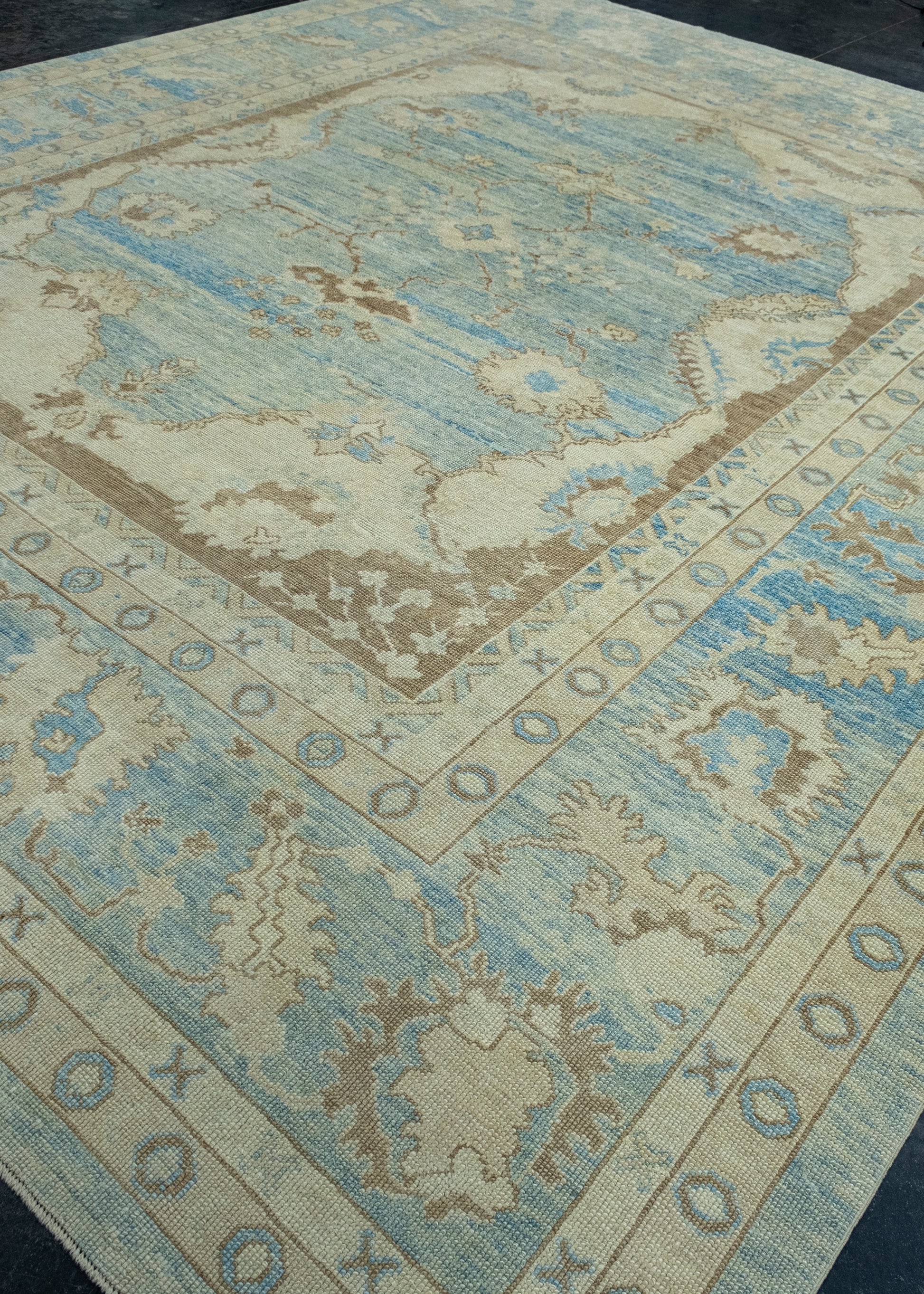 Turkish Antique Look Oushak Rug 12'8" x 15'2" #17999