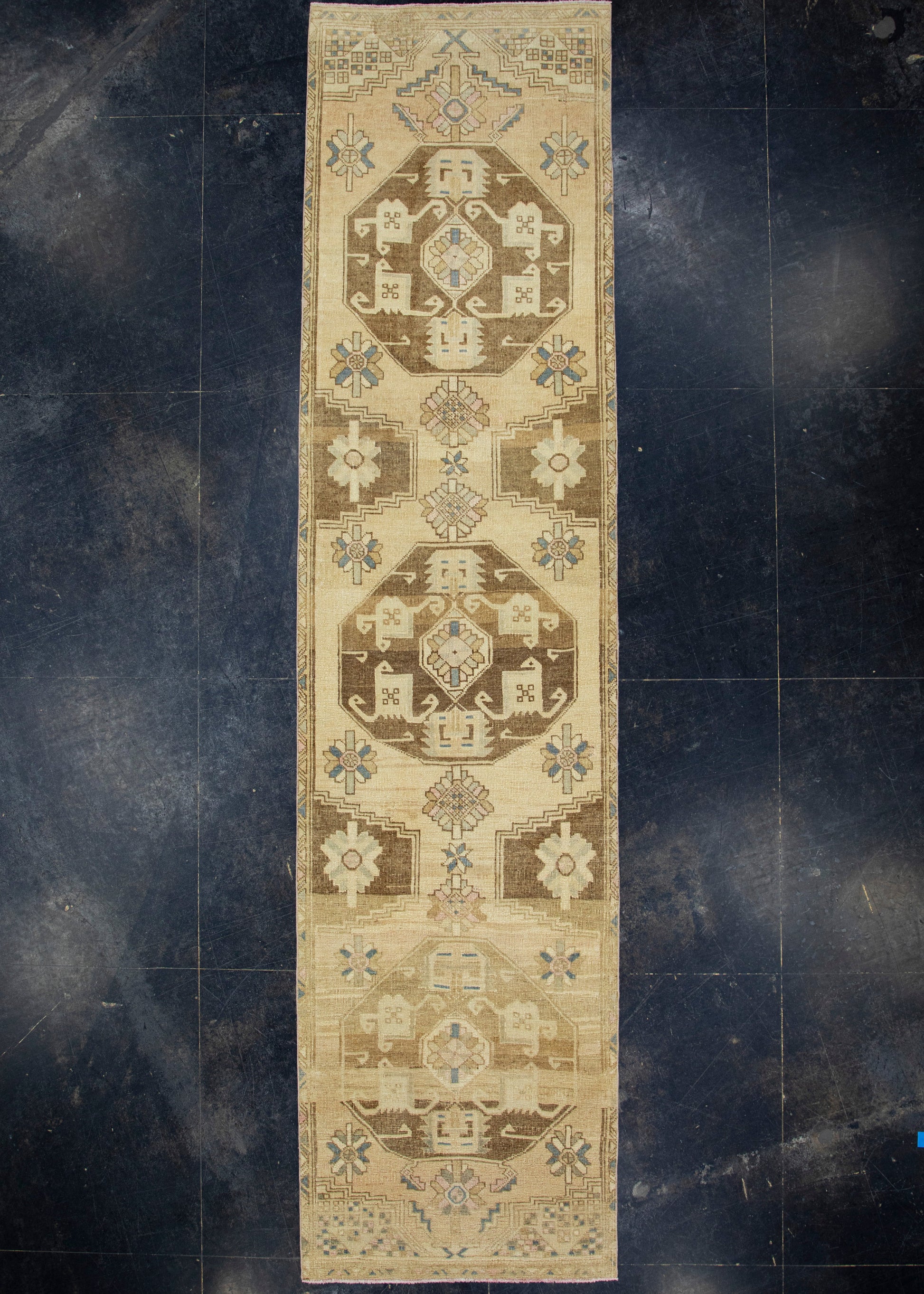 Turkish Vintage Anatolian Runner Rug 3'3" x 13'4" #17137
