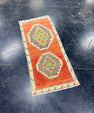 Turkish Mini Rug Oriental Hand Knotted Vintage Rug 1'4" x 2'11" #17049