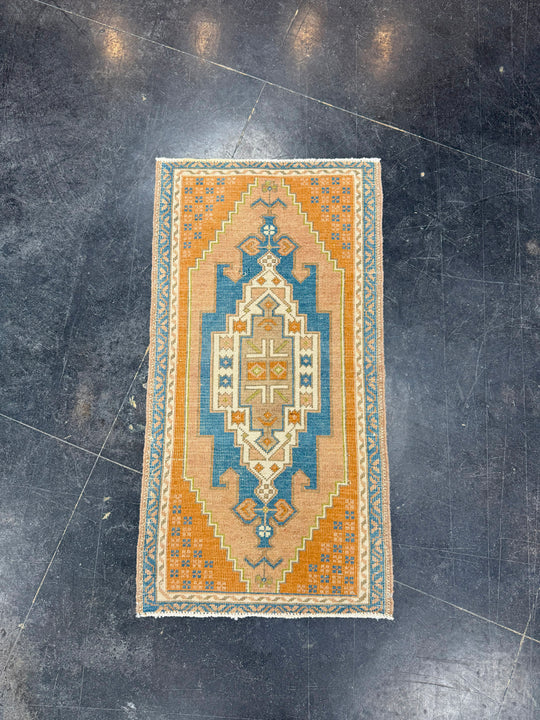 Turkish Mini Rug Oriental Hand Knotted Vintage Rug 1'8" x 3'2" #17045