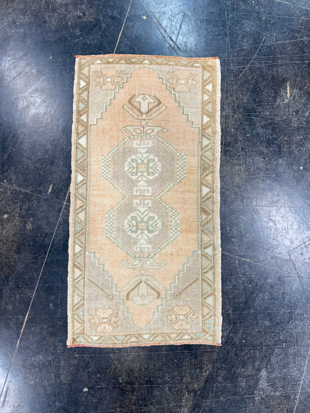 Turkish Mini Rug Oriental Hand Knotted Vintage Rug 1'8" x 3'2" #17748