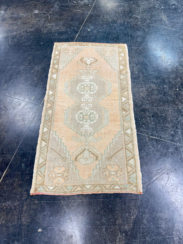 Turkish Mini Rug Oriental Hand Knotted Vintage Rug 1'8" x 3'2" #17748