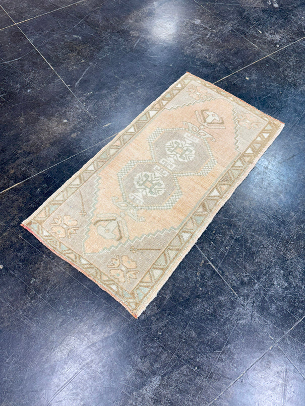 Turkish Mini Rug Oriental Hand Knotted Vintage Rug 1'8" x 3'2" #17748
