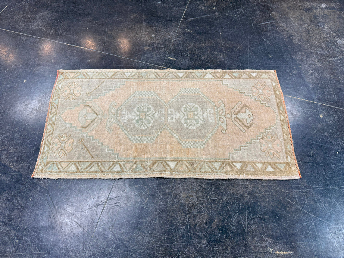 Turkish Mini Rug Oriental Hand Knotted Vintage Rug 1'8" x 3'2" #17748