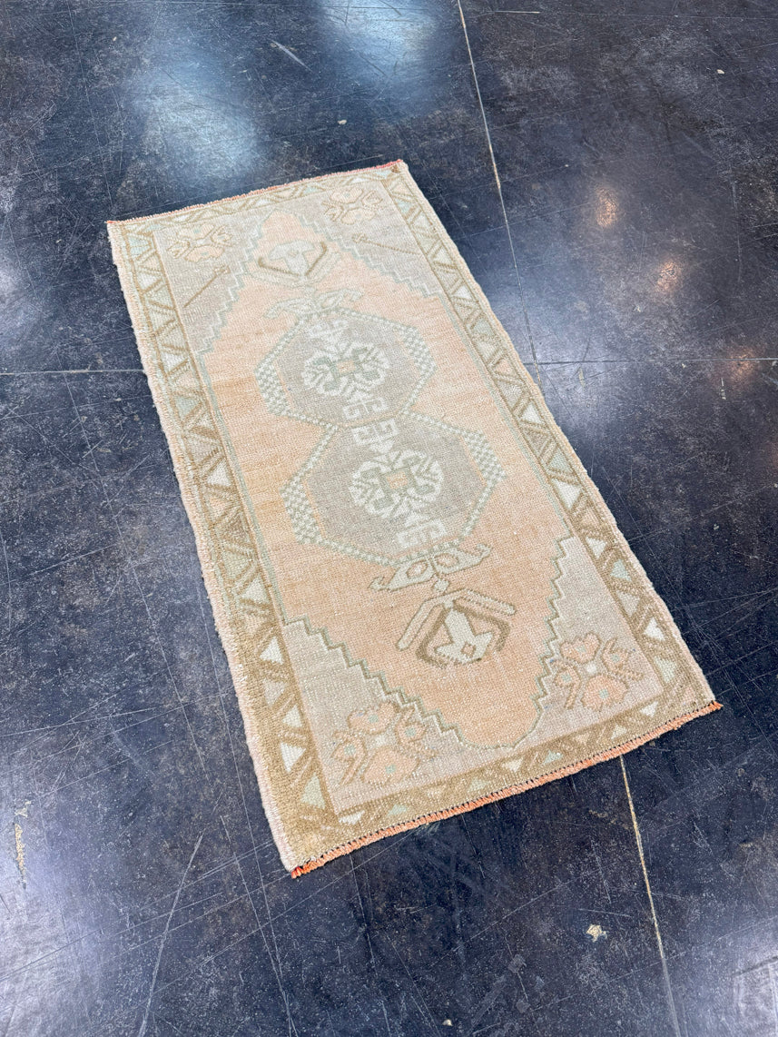 Turkish Mini Rug Oriental Hand Knotted Vintage Rug 1'8" x 3'2" #17748