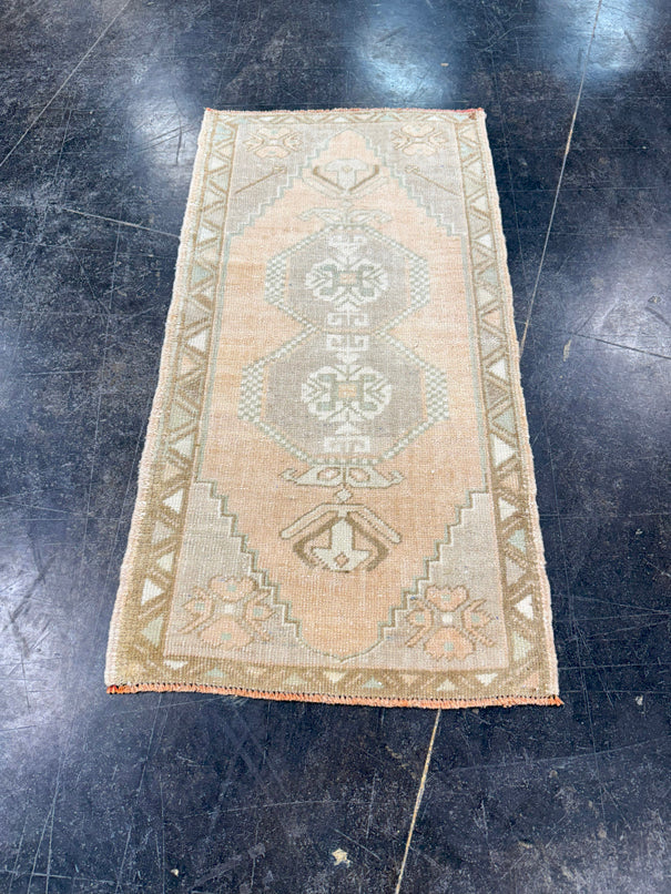 Turkish Mini Rug Oriental Hand Knotted Vintage Rug 1'8" x 3'2" #17748