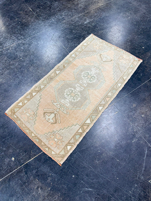 Turkish Mini Rug Oriental Hand Knotted Vintage Rug 1'8" x 3'2" #17748