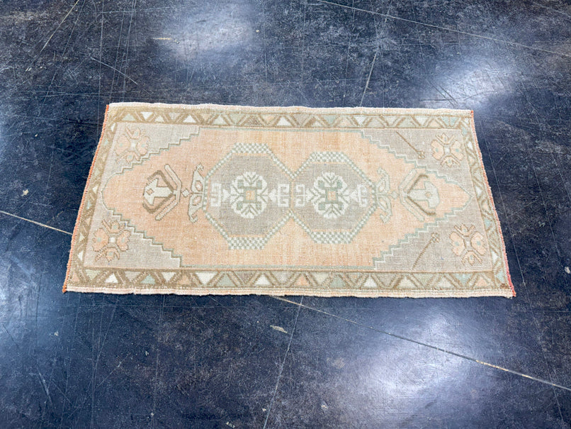 Turkish Mini Rug Oriental Hand Knotted Vintage Rug 1'8" x 3'2" #17748