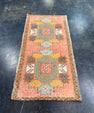 Turkish Mini Rug Oriental Hand Knotted Vintage Rug 1'10" x 3'7" #17073