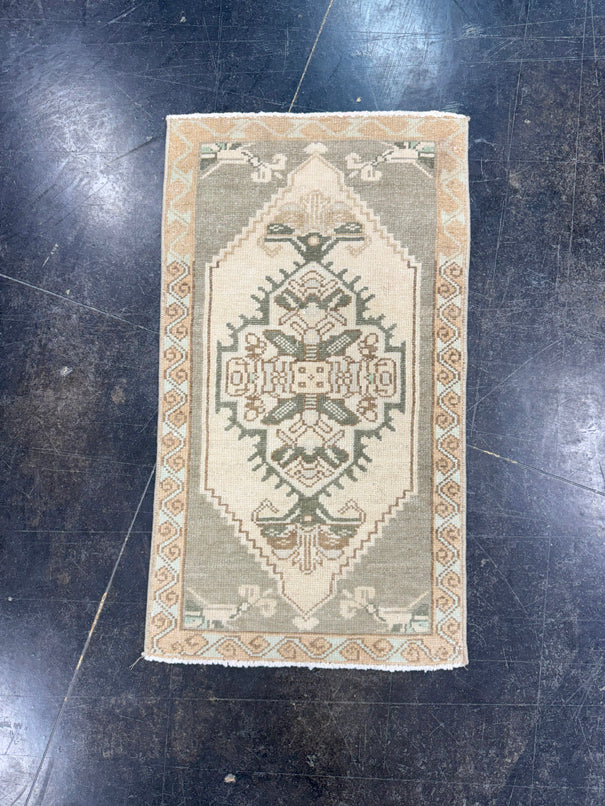 Turkish Mini Rug Oriental Hand Knotted Vintage Rug 1'6" x 3' #17751