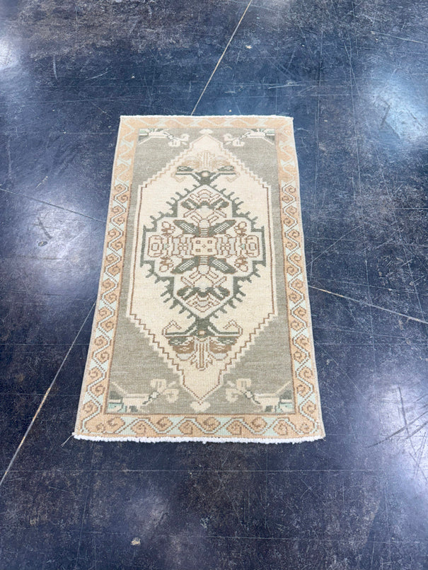 Turkish Mini Rug Oriental Hand Knotted Vintage Rug 1'6" x 3' #17751