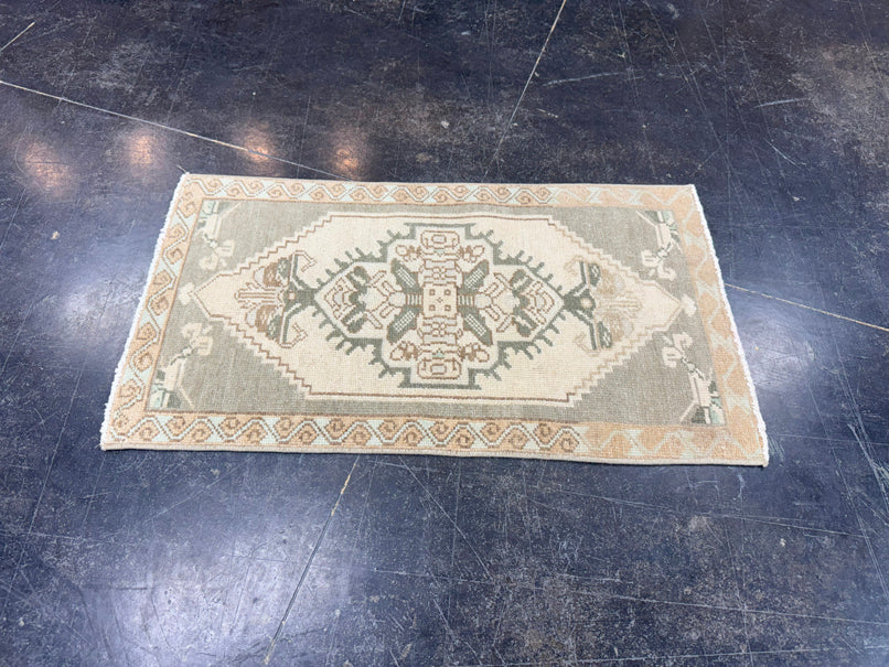 Turkish Mini Rug Oriental Hand Knotted Vintage Rug 1'6" x 3' #17751