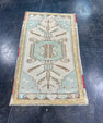 Turkish Mini Rug Oriental Hand Knotted Vintage Rug 1'10" x 3' #17941