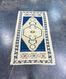 Turkish Mini Rug Oriental Hand Knotted Vintage Rug 1'10" x 3'2" #17725