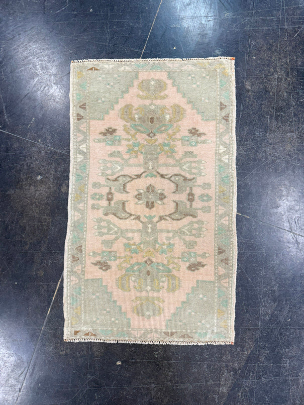Turkish Mini Rug Oriental Hand Knotted Vintage Rug 1'9" x 2'11" #17947
