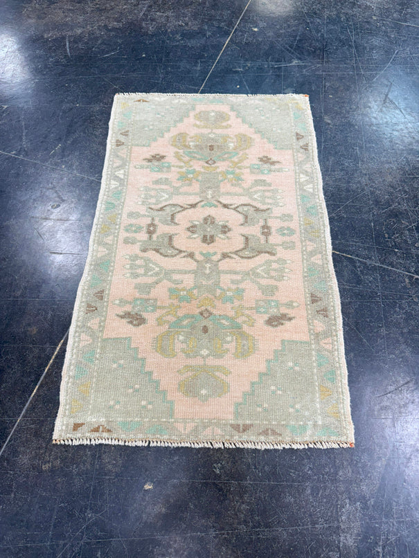 Turkish Mini Rug Oriental Hand Knotted Vintage Rug 1'9" x 2'11" #17947