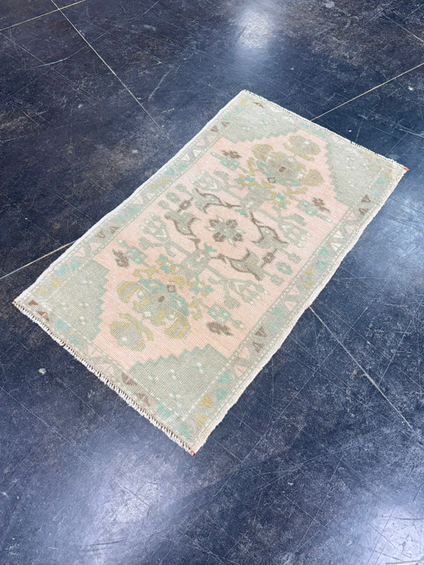 Turkish Mini Rug Oriental Hand Knotted Vintage Rug 1'9" x 2'11" #17947