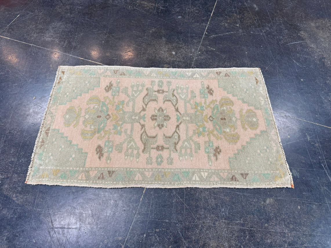 Turkish Mini Rug Oriental Hand Knotted Vintage Rug 1'9" x 2'11" #17947