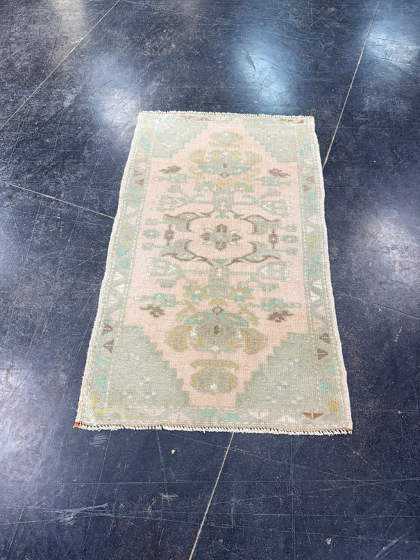 Turkish Mini Rug Oriental Hand Knotted Vintage Rug 1'9" x 2'11" #17947