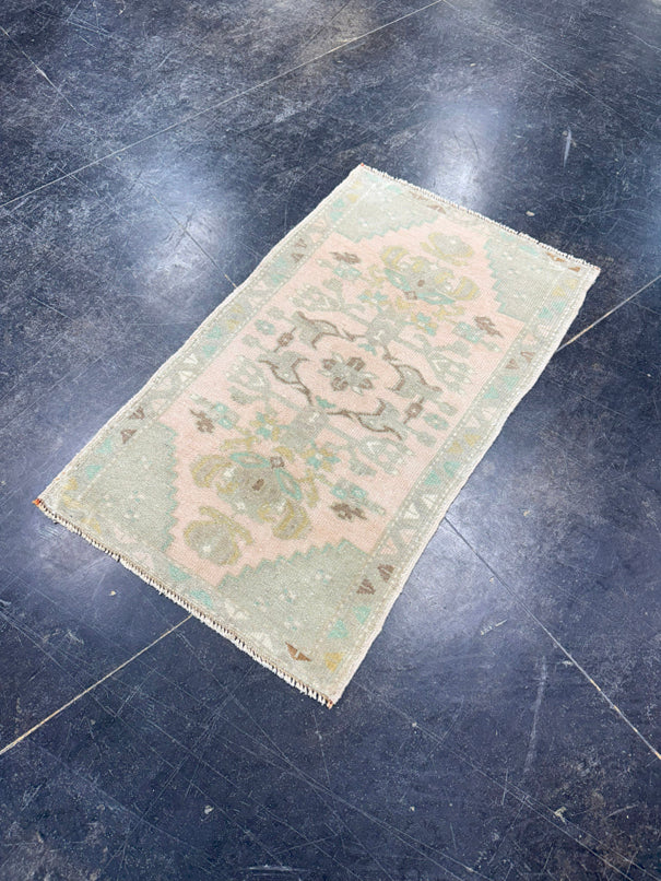 Turkish Mini Rug Oriental Hand Knotted Vintage Rug 1'9" x 2'11" #17947