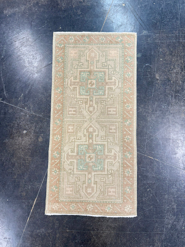 Turkish Mini Rug Oriental Hand Knotted Vintage Rug 1'5" x 3' #17912