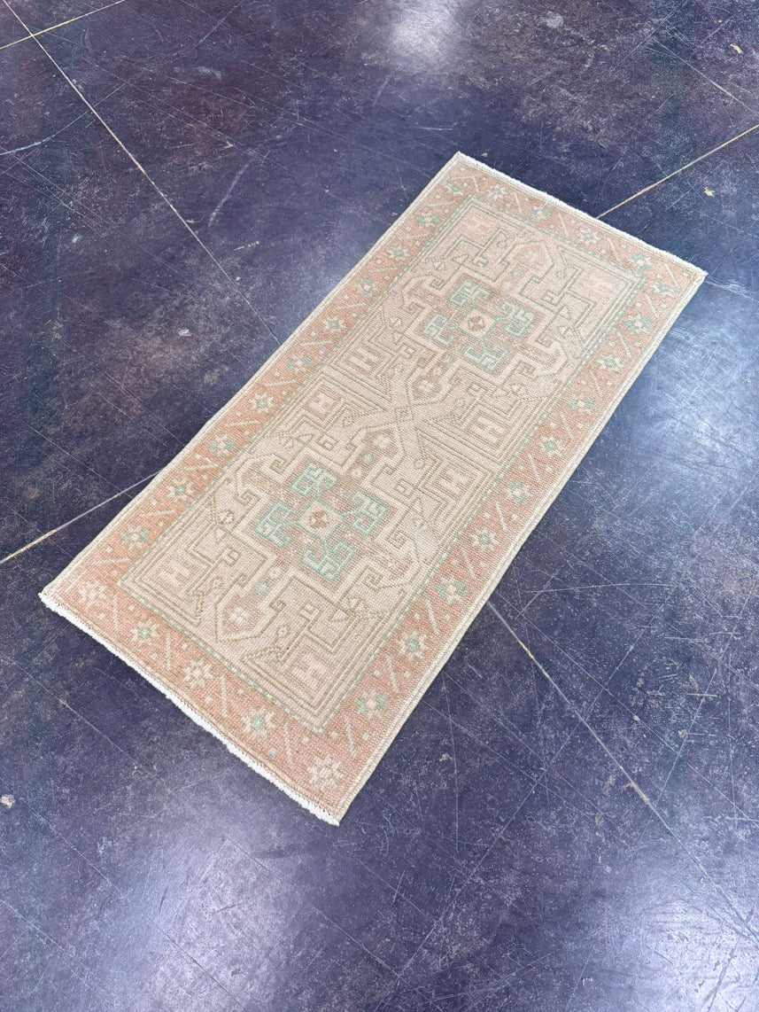 Turkish Mini Rug Oriental Hand Knotted Vintage Rug 1'5" x 3' #17912
