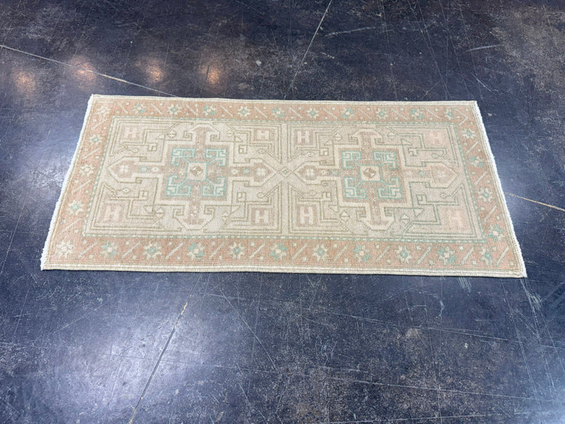 Turkish Mini Rug Oriental Hand Knotted Vintage Rug 1'5" x 3' #17912