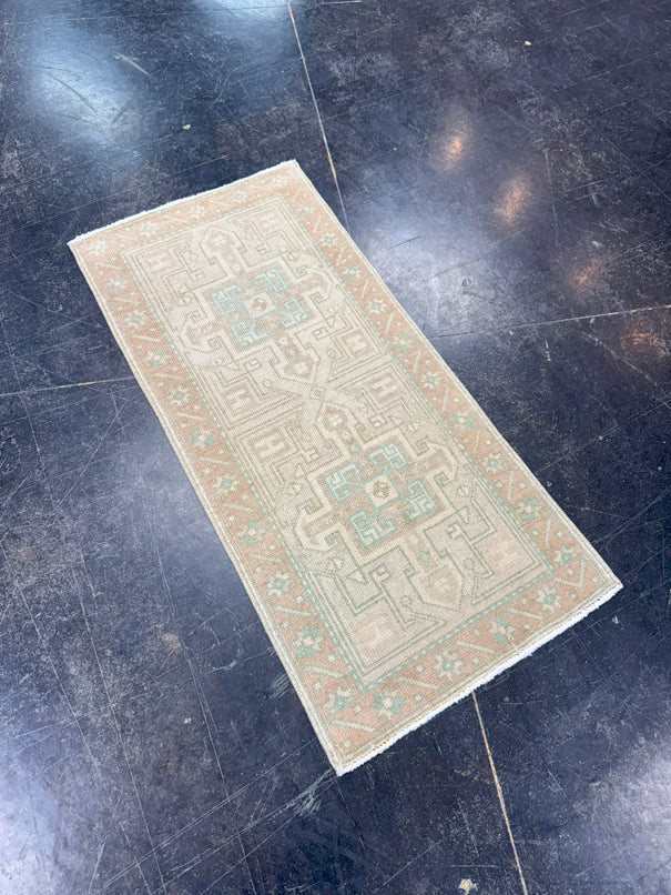 Turkish Mini Rug Oriental Hand Knotted Vintage Rug 1'5" x 3' #17912