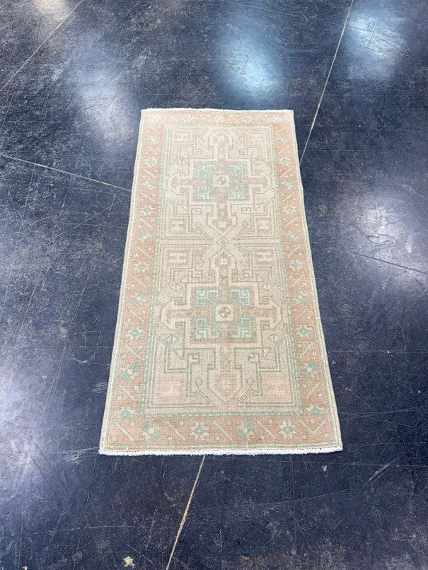 Turkish Mini Rug Oriental Hand Knotted Vintage Rug 1'5" x 3' #17912